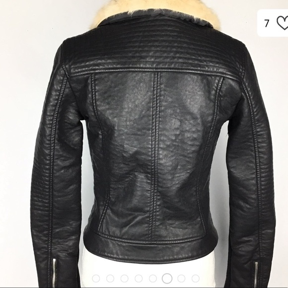 Zara Trafaluc Black Leather Moto Jacket - Picture 6 of 7